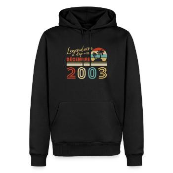 Cadeau D'anniversaire Nées En Décembre 2003 - Sweat à capuche Premium bio Homme - noir - Devant - Nico (187cm)