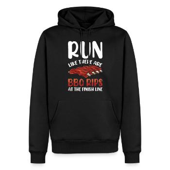 Ligne d’arrivée du marathonien de marathon Dire drôle - Sweat à capuche Premium bio Homme - noir - Devant - Nico (187cm)