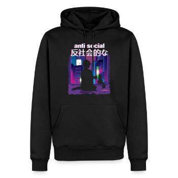 Vaporwave Girl anti social 80's retro aesthetic - Men’s Premium Organic Hoodie - black - Front - Nico (187cm)