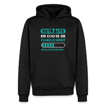 Départ En Retraite Humour Retraite En Cours - Sweat à capuche Premium bio Homme - noir - Devant - Nico (187cm)