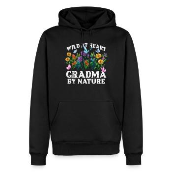 Grand-mère Fleur Sauvage Floral Nature Amour - Sweat à capuche Premium bio Homme - noir - Devant - Nico (187cm)