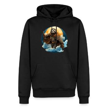 Super Faultier - Männer Premium Bio Hoodie - Schwarz - Vorne - Nico (187cm)