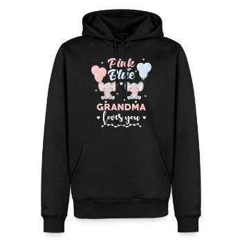 Rosa oder blauer Oma Elefant - Männer Premium Bio Hoodie - Schwarz - Vorne - Nico (187cm)