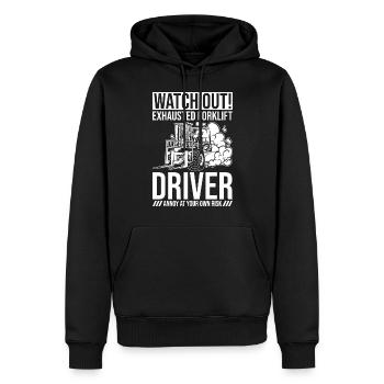 Profession de cariste Attention épuisé - Sweat à capuche Premium bio Homme - noir - Devant - Nico (187cm)