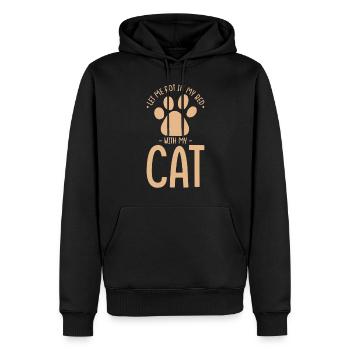 Katzenschlaf Faulheit Lass mich mit meiner Katze in meinem Bett verrotten - Männer Premium Bio Hoodie - Schwarz - Vorne - Nico (187cm)