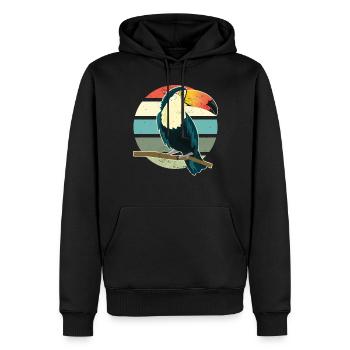 Toucan Faune Animal Oiseau Rétro Vintage Toucan - Sweat à capuche Premium bio Homme - noir - Devant - Nico (187cm)