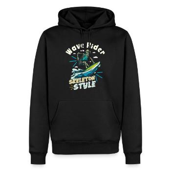 Lustiger Surfer, Der Skelett-strand-stoke-brandung - Männer Premium Bio Hoodie - Schwarz - Vorne - Nico (187cm)