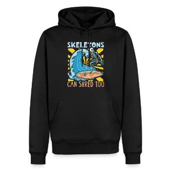 Lustiger Surfer, Der Skelett-strand-stoke-brandung - Männer Premium Bio Hoodie - Schwarz - Vorne - Nico (187cm)
