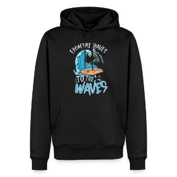 Lustiger Surfer, Der Skelett-strand-stoke-brandung - Männer Premium Bio Hoodie - Schwarz - Vorne - Nico (187cm)