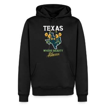 Texas Fleurs sauvages Saison Champs Fleurs Texas - Sweat à capuche Premium bio Homme - noir - Devant - Nico (187cm)