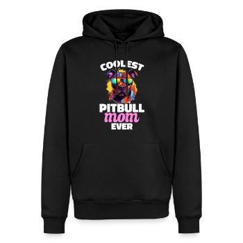 Pitbull Pittie - La maman Pitbull la plus cool de tous les temps - Sweat à capuche Premium bio Homme - noir - Devant - Nico (187cm)