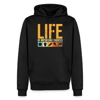 Snack Food Design Leben der wichtigen Entscheidungen Lustig - Männer Premium Bio Hoodie - Schwarz - Vorne - Nico (187cm)