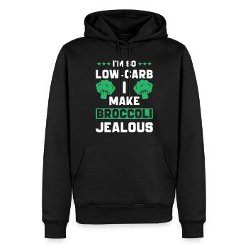 Low Carb Diät Motivation Zitat - Männer Premium Bio Hoodie - Schwarz - Vorne - Nico (187cm)