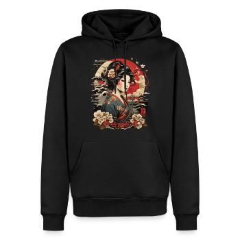 Femme dans un paysage de montagne japonais - Sweat à capuche Premium bio Homme - noir - Devant - Nico (187cm)