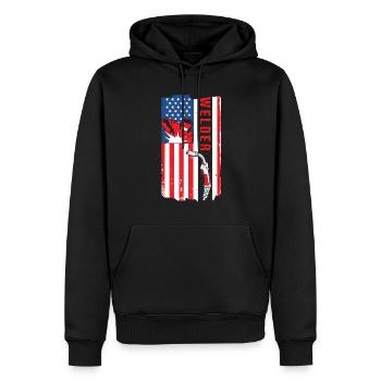 Soudeur USA Flag Patriot Soudeur - Sweat à capuche Premium bio Homme - noir - Devant - Nico (187cm)