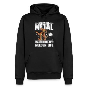 Burning Metal Welder Life Welding Gift - Men’s Premium Organic Hoodie - black - Front - Nico (187cm)