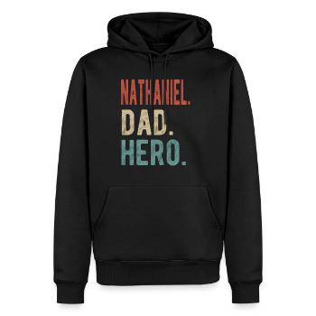 Nathaniel Papa Held - Männer Premium Bio Hoodie - Schwarz - Vorne - Nico (187cm)