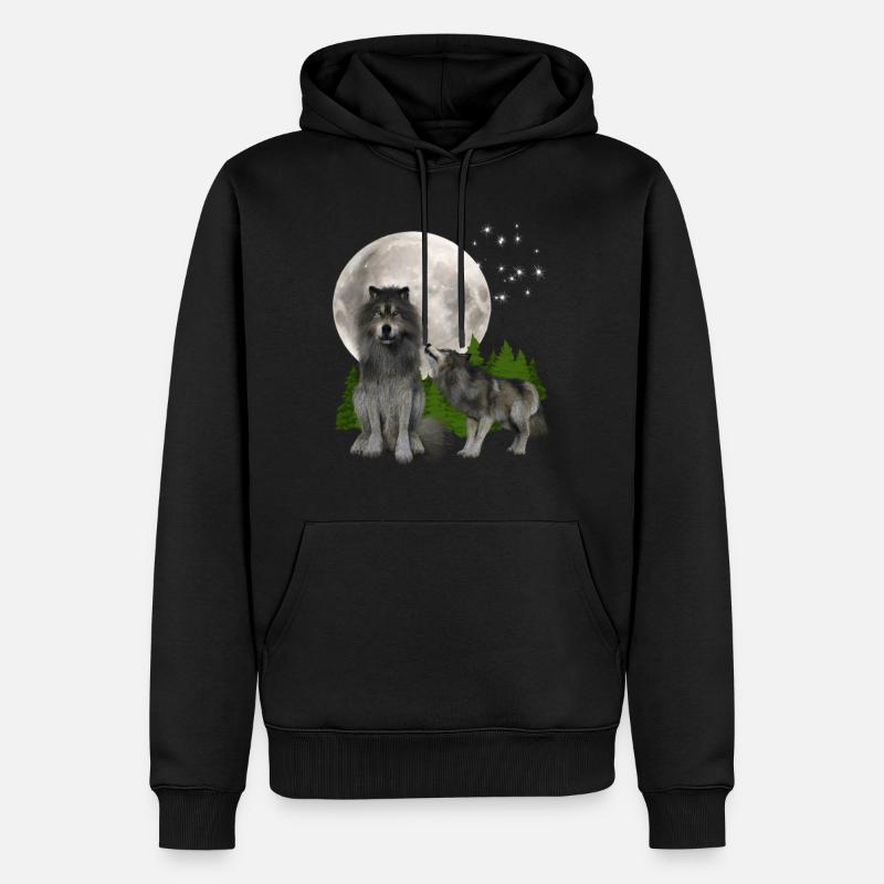 Loup cadeaux - Loup Tshirt - Sweat à capuche Premium bio Homme - noir