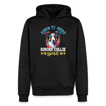 Chien Border Collie Né pour troupeau Border Collie - Sweat à capuche Premium bio Homme - noir - Devant - Nico (187cm)