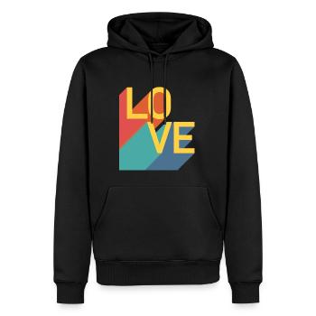 AMOUR - Rétro - Sweat à capuche Premium bio Homme - noir - Devant - Nico (187cm)