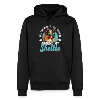 Chien de berger Shetland Chien Sheltie - Sweat à capuche Premium bio Homme - noir - Devant - Nico (187cm)
