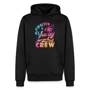 Équipage de Cousin Vacay - Sweat à capuche Premium bio Homme - noir - Devant - Nico (187cm)