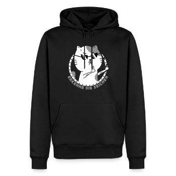 Lustige Katze Mittelfinger Sarkasmus Outfit Fun - Männer Premium Bio Hoodie - Schwarz - Vorne - Nico (187cm)