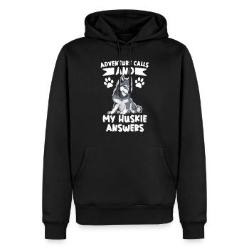 Chien de traîneau Huskie Alaska Sports d’hiver - Sweat à capuche Premium bio Homme - noir - Devant - Nico (187cm)