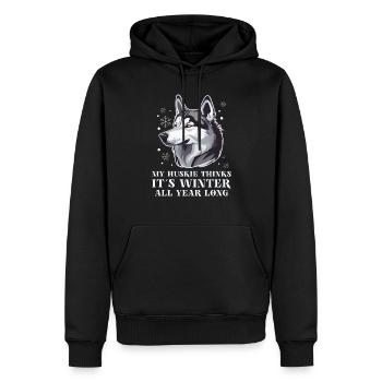 Chien de traîneau Huskie Alaska Sports d’hiver - Sweat à capuche Premium bio Homme - noir - Devant - Nico (187cm)