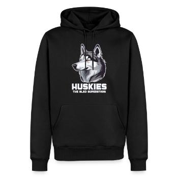 Chien de traîneau Huskie Alaska Sports d’hiver - Sweat à capuche Premium bio Homme - noir - Devant - Nico (187cm)