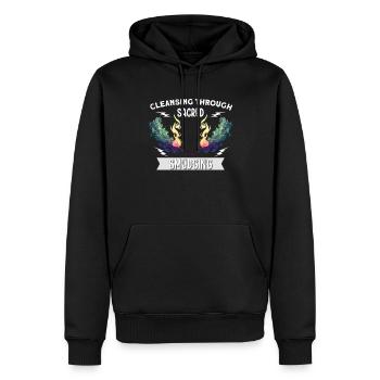 Smudge Sage Feder Spirituelle Hexerei Meditieren - Männer Premium Bio Hoodie - Schwarz - Vorne - Nico (187cm)