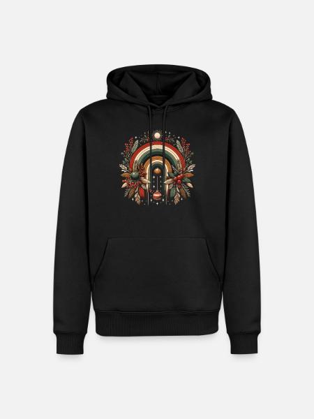 Weihnachtskranz böhmischer Regenbogen Weihnachten - Männer Premium Bio Hoodie - Schwarz