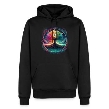 Mondphasen Spirituelle Ästhetik Mystischer Baum - Männer Premium Bio Hoodie - Schwarz - Vorne - Nico (187cm)