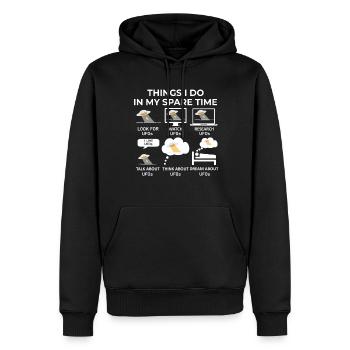Dinge, die ich in meiner Freizeit mache - UFOs - Männer Premium Bio Hoodie - Schwarz - Vorne - Nico (187cm)