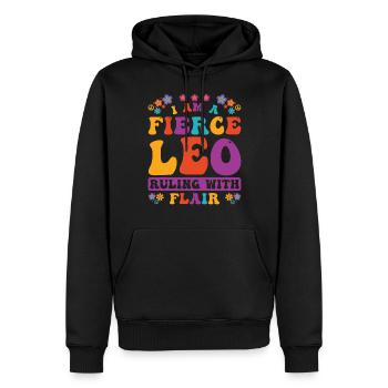 Lion Zodiaque Personnalité Groovy Cool Lion Idée - Sweat à capuche Premium bio Homme - noir - Devant - Nico (187cm)