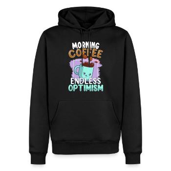 Amateur de café Caféine et positivité Sur le thème du café - Sweat à capuche Premium bio Homme - noir - Devant - Nico (187cm)