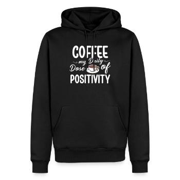 Amateur de café Caféine et positivité Sur le thème du café - Sweat à capuche Premium bio Homme - noir - Devant - Nico (187cm)