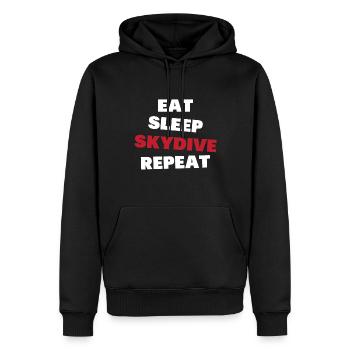 Manger, dormir, sauter en parachute, répéter - Sweat à capuche Premium bio Homme - noir - Devant - Nico (187cm)