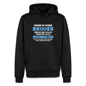 Ich bin stolzer Bruder einer tollen Schwester - Männer Premium Bio Hoodie - Schwarz - Vorne - Nico (187cm)