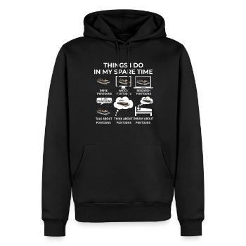 Ce que je fais pendant mon temps libre - Pontons - Sweat à capuche Premium bio Homme - noir - Devant - Nico (187cm)