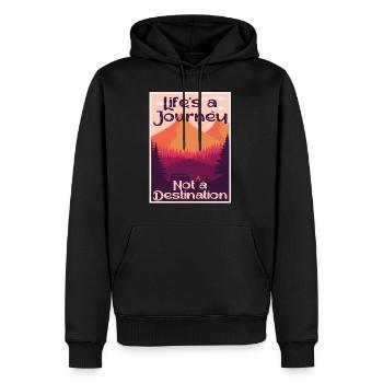 La vie est un voyage, pas une destination - Sweat à capuche Premium bio Homme - noir - Devant - Nico (187cm)