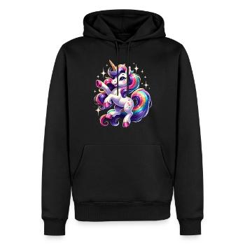 Arc en ciel Licorne Fantaisie Belle Licorne - Sweat à capuche Premium bio Homme - noir - Devant - Nico (187cm)
