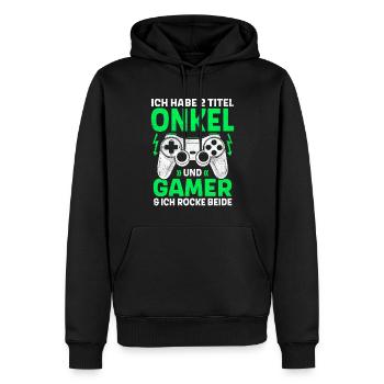ZWEI TITEL ONKEL UND GAMER ROCKE BEIDE GAMING - Männer Premium Bio Hoodie - Schwarz - Vorne - Nico (187cm)