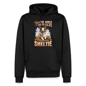 Chien de berger Shetland Chien Sheltie - Oui, le monde - Sweat à capuche Premium bio Homme - noir - Devant - Nico (187cm)