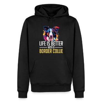 Border Collie Dog - Life is better with a - Männer Premium Bio Hoodie - Schwarz - Vorne - Nico (187cm)