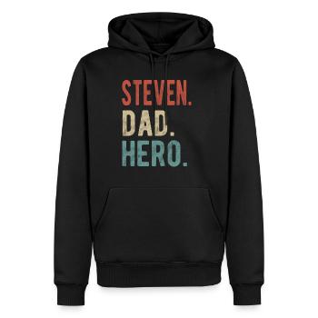 Steven Dad Held - Männer Premium Bio Hoodie - Schwarz - Vorne - Nico (187cm)