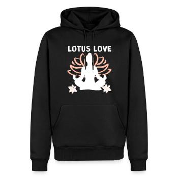 Lotus Love | Nature's Elegance and Affection - Men’s Premium Organic Hoodie - black - Front - Nico (187cm)