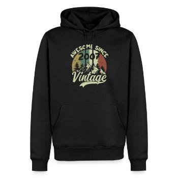 Millésime 2007 Cadeau D'anniversaire 2007 - Sweat à capuche Premium bio Homme - noir - Devant - Nico (187cm)
