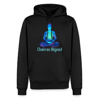 Chakras alignés | Idée cadeau de Yoga Meditation Merch - Sweat à capuche Premium bio Homme - noir - Devant - Nico (187cm)