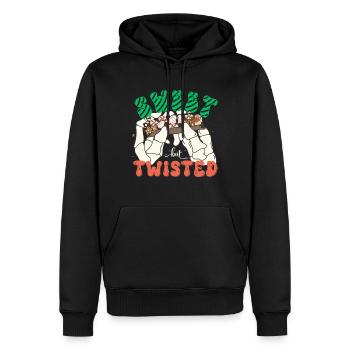 DOUX MAIS TORDU, CADEAU DE NOËL - Sweat à capuche Premium bio Homme - noir - Devant - Nico (187cm)